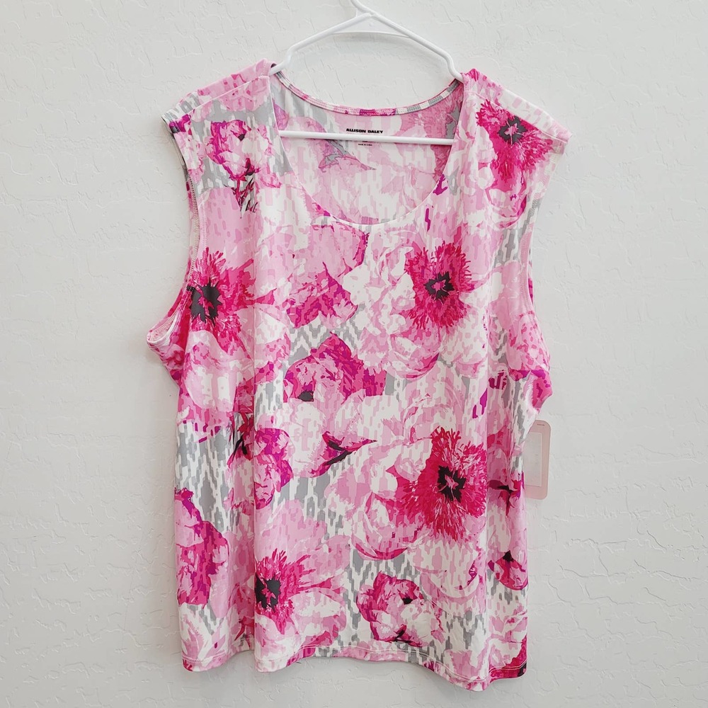 NWT Allison Daley Sleeveless Top Floral Pink Women's Size XL - Picture 8 of 9